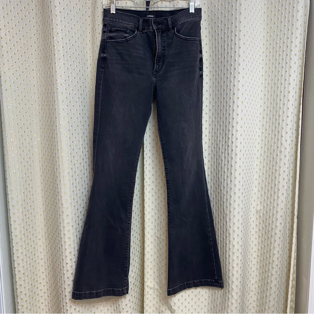 Express black flared jeans
